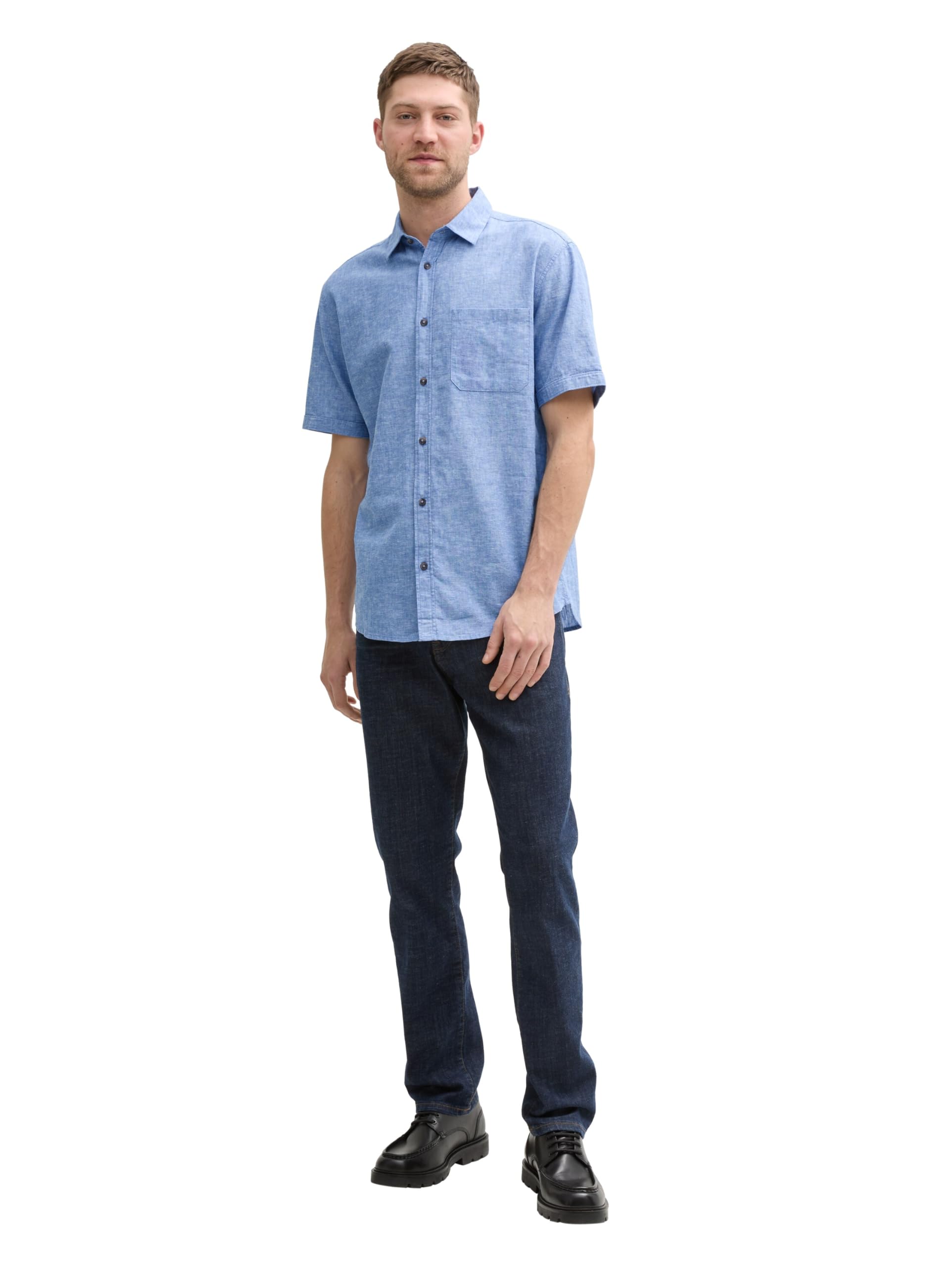 tom-tailor-regular-fit-kurzarmhemd-mit-leinenanteil-herren image 3