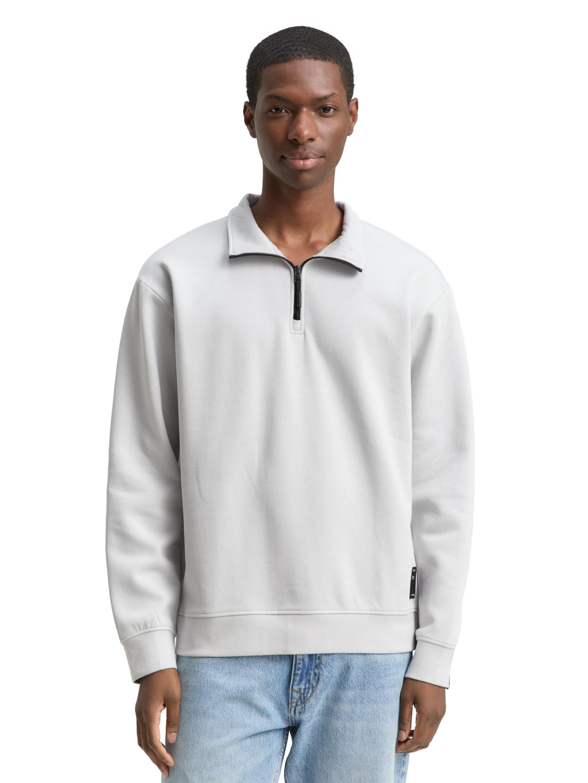 tom-tailor-denim-herren-1049013-troyer-sweatshirt-mit-logo-badge image 1