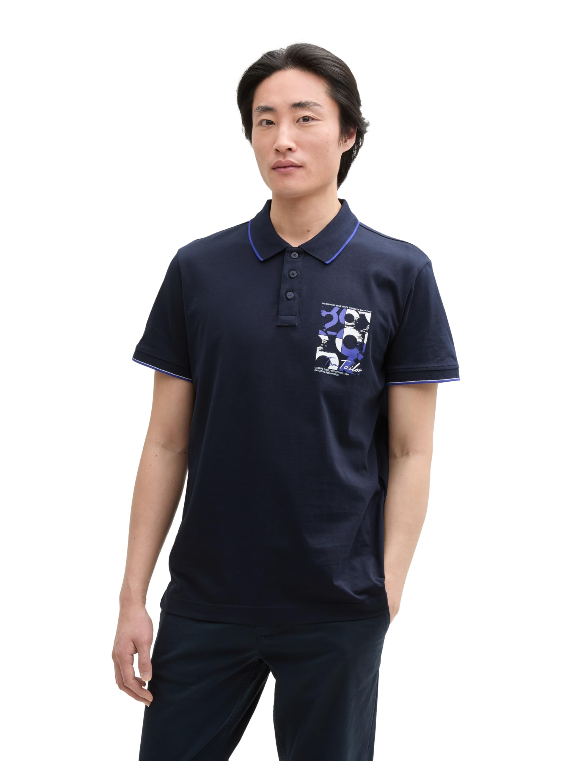 tom-tailor-herren-poloshirt-mit-logo-print-aus-baumwolle-klassisches-regular-fit image 3