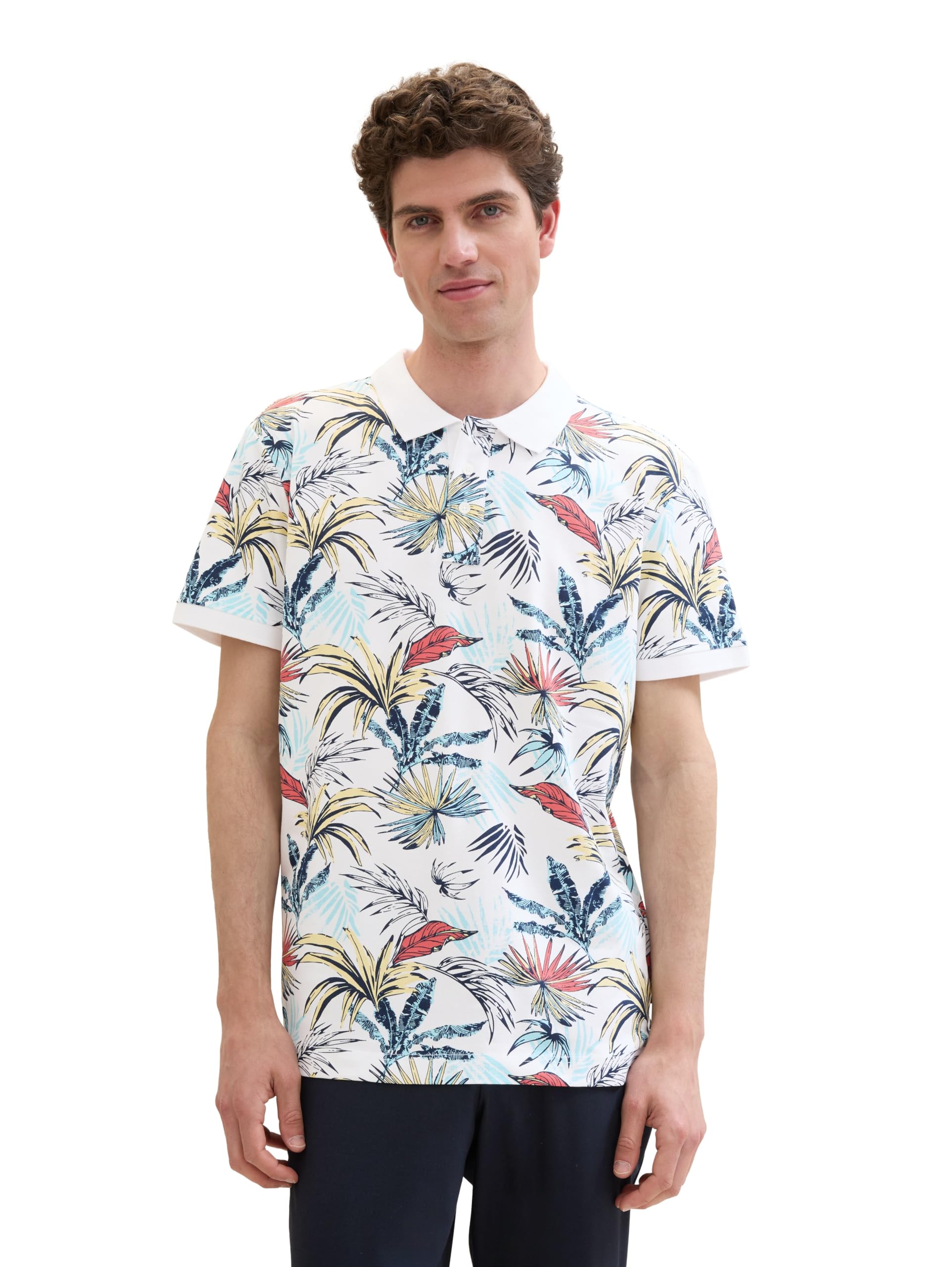 tom-tailor-herren-basic-piqu-poloshirt-mit-alloverprint-bedrucktes-poloshirt image 8