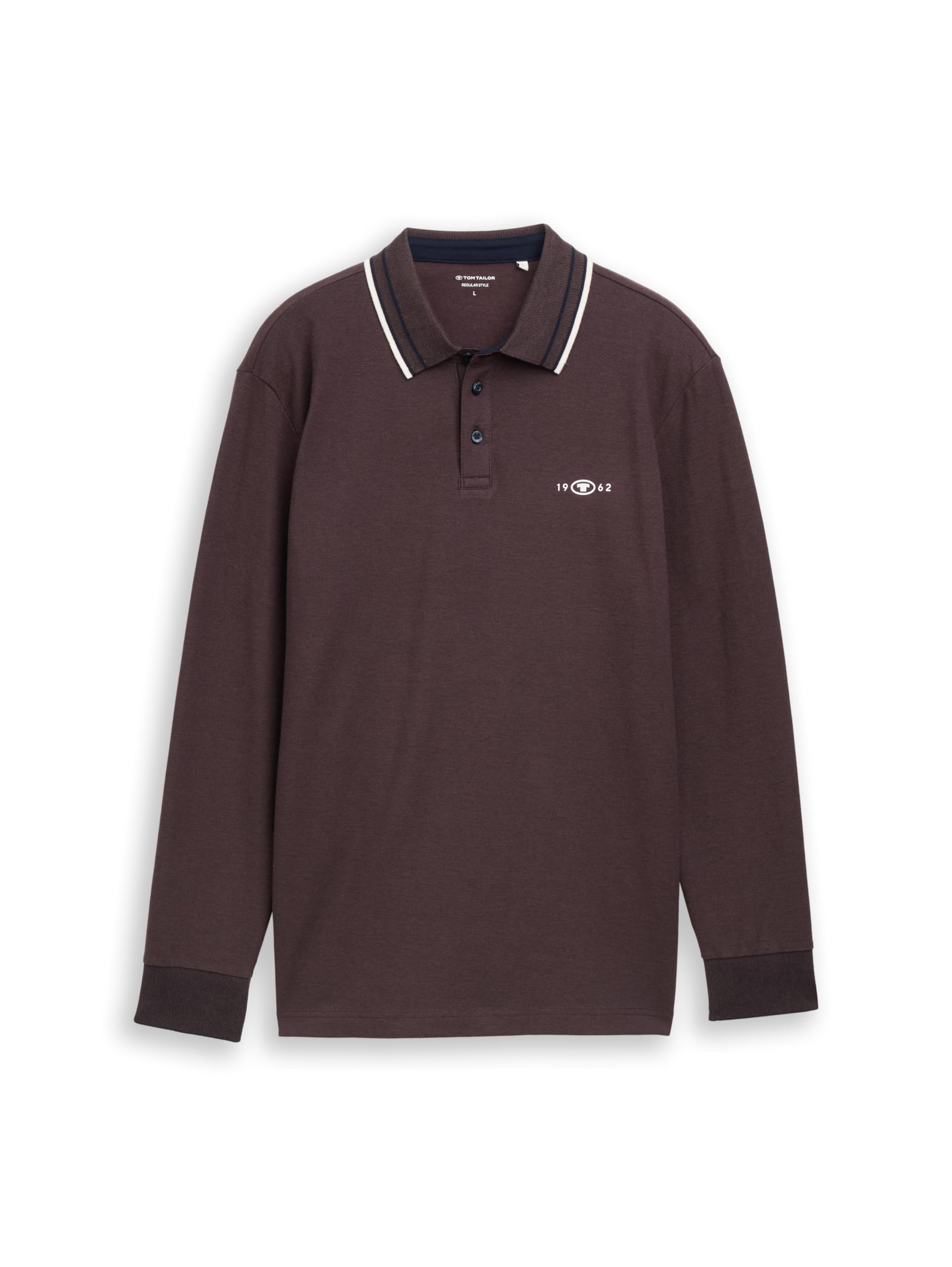 tom-tailor-herren-langarm-piqu-poloshirt-mit-logo-print image 5