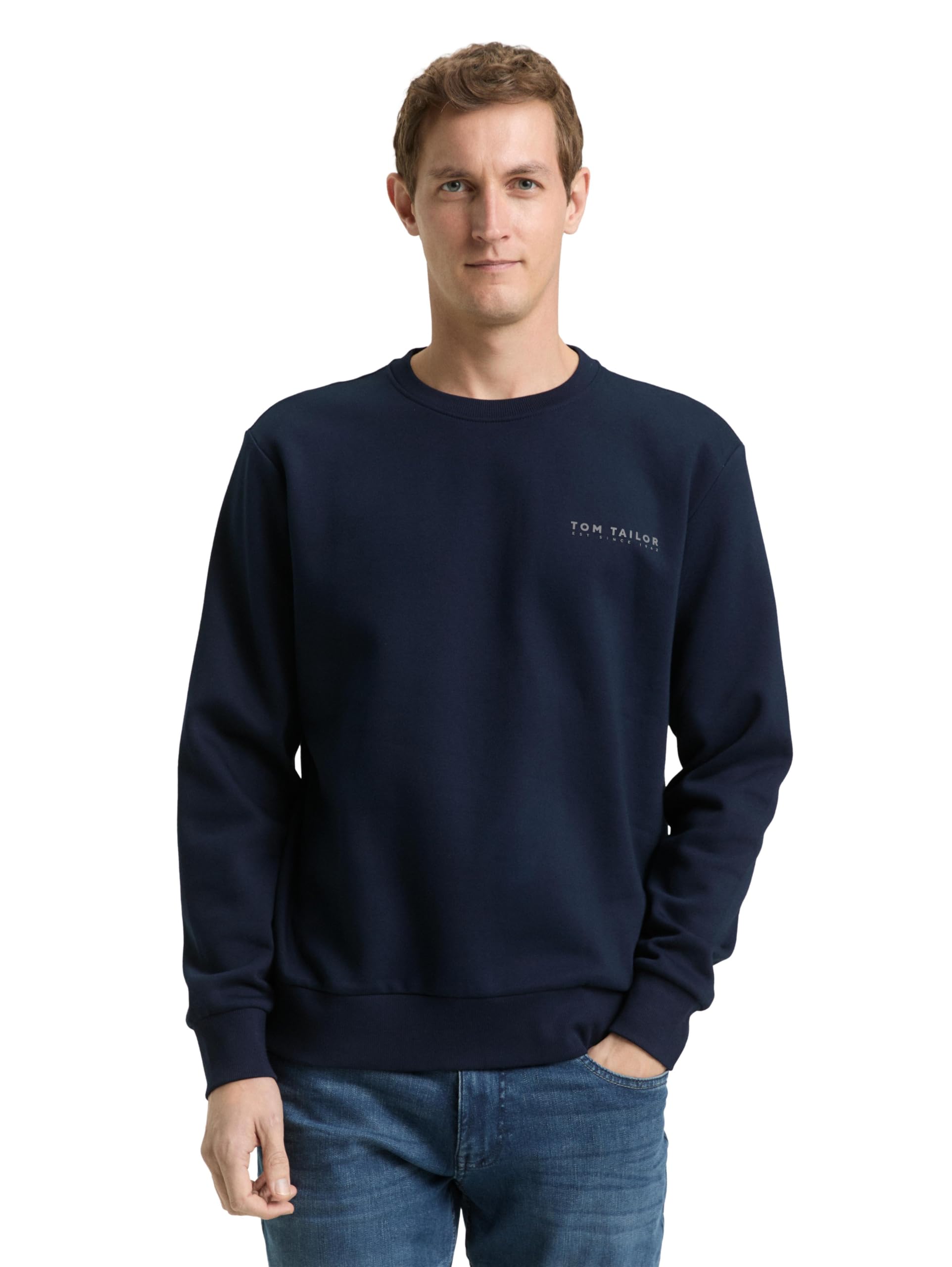 tom-tailor-herren-sweatshirt-mit-rundhalsausschnitt-schlichtes-basic-sweatshirt image 7