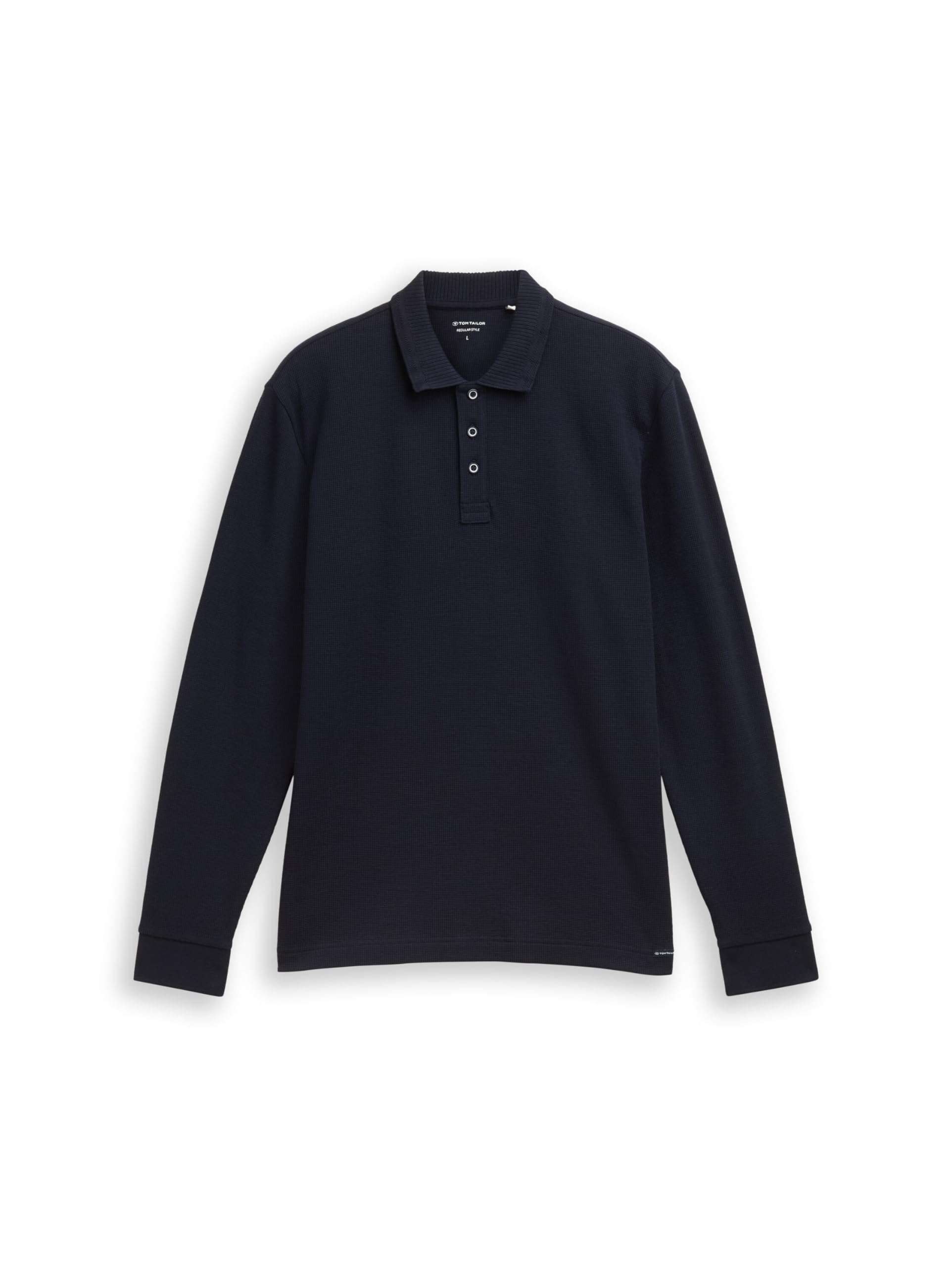 tom-tailor-herren-langarm-poloshirt-1048600-mit-waffelstruktur image 5