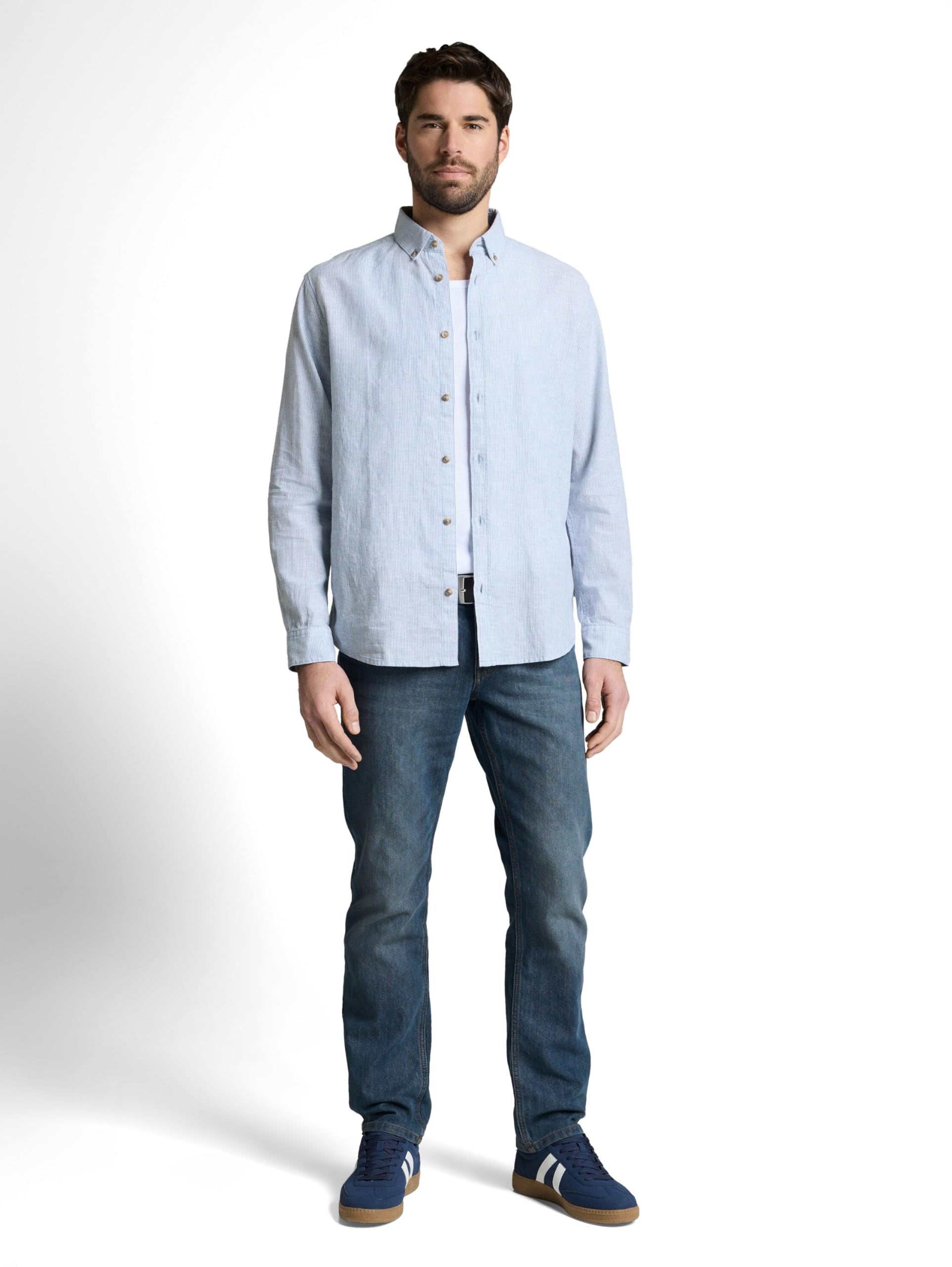 tom-tailor-herren-regular-fit-hemd-mit-leinen image 3