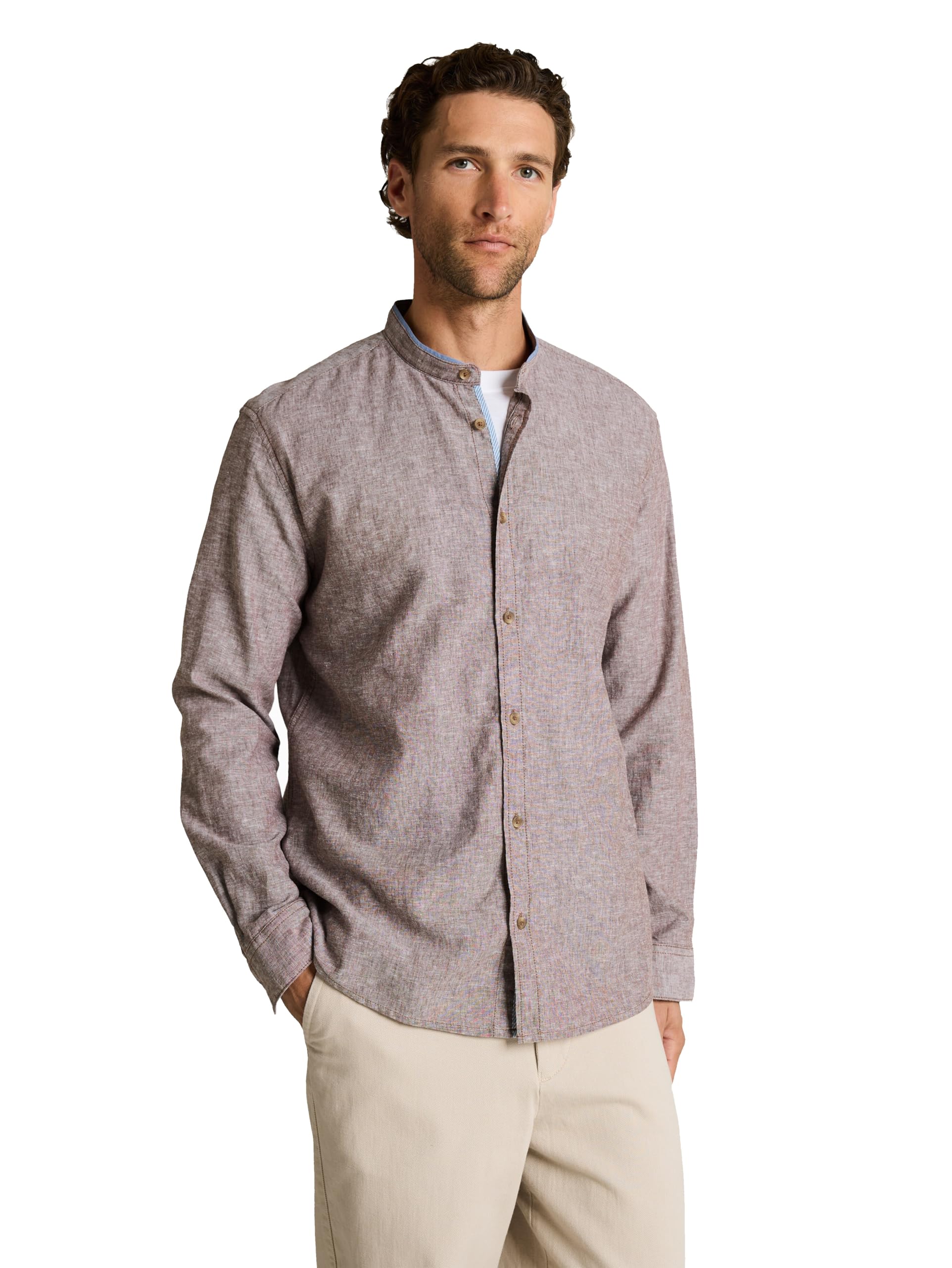 tom-tailor-herren-baumwollhemd-mit-leinen-fitted-fit-leinen-baumwoll-mix image 1