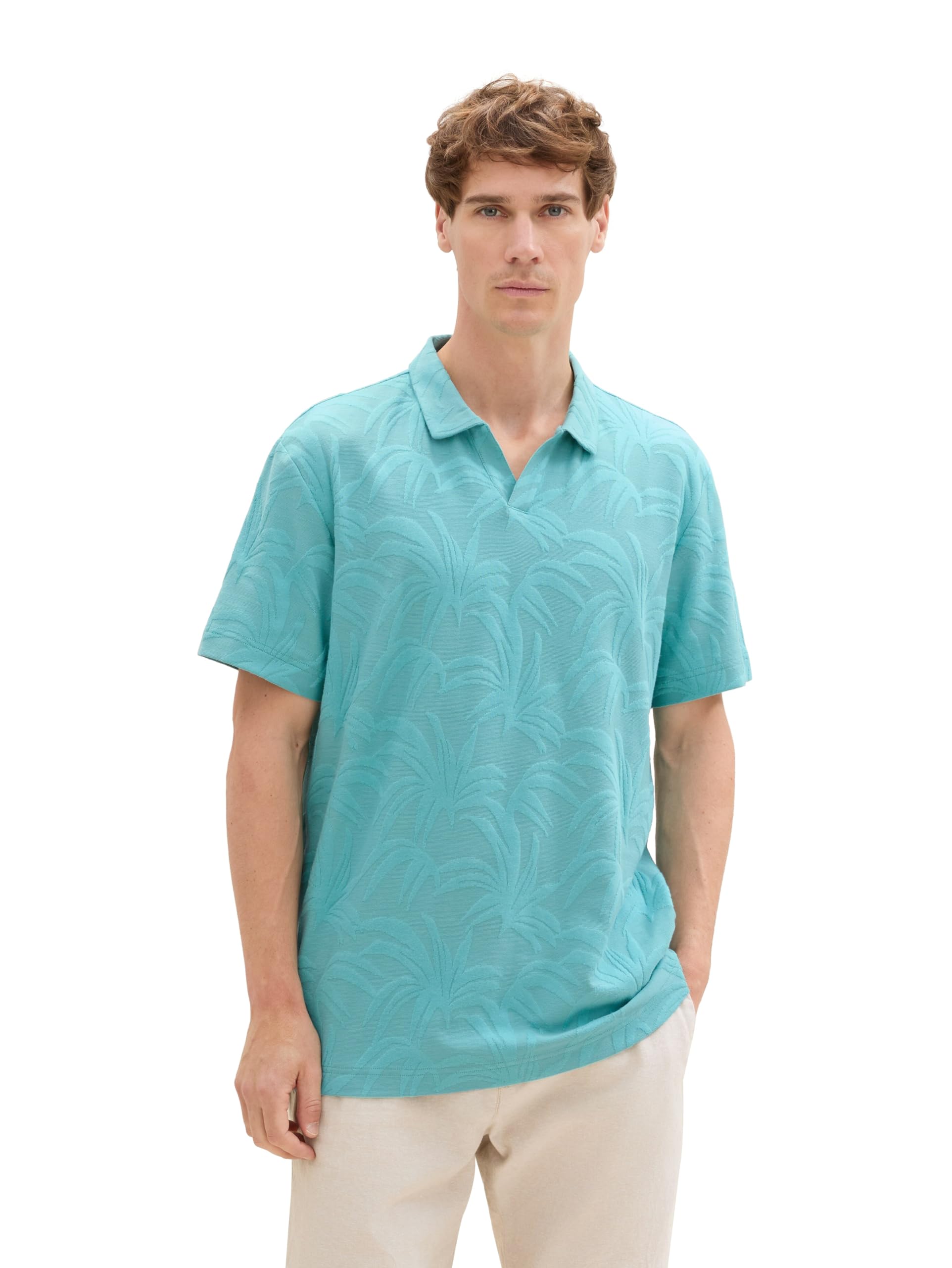 tom-tailor-herren-basic-jacquard-poloshirt-mit-palmenmuster image 1