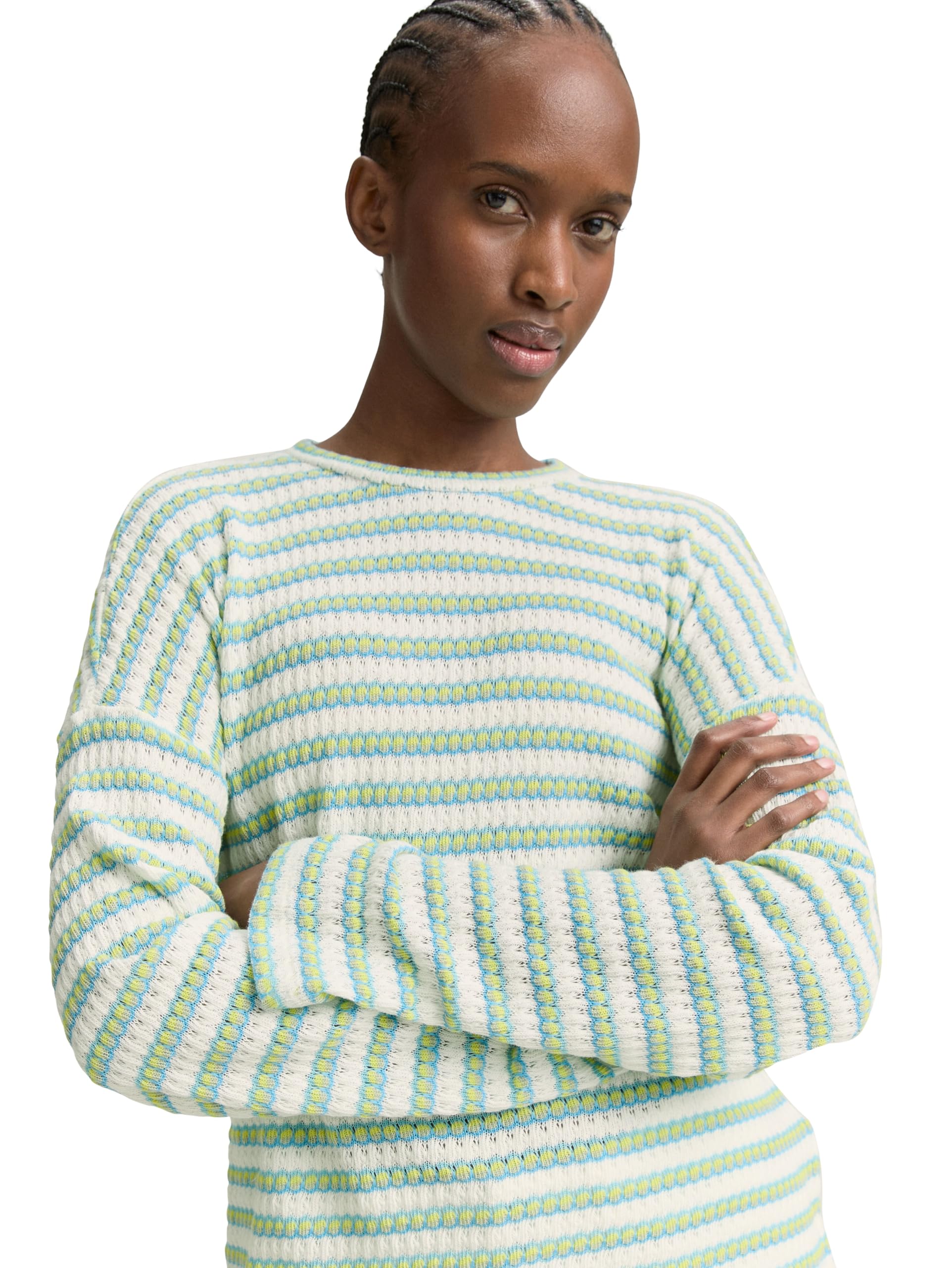 tom-tailor-denim-damen-sweatshirt-mit-streifenmuster-sportiv-trendig image 5