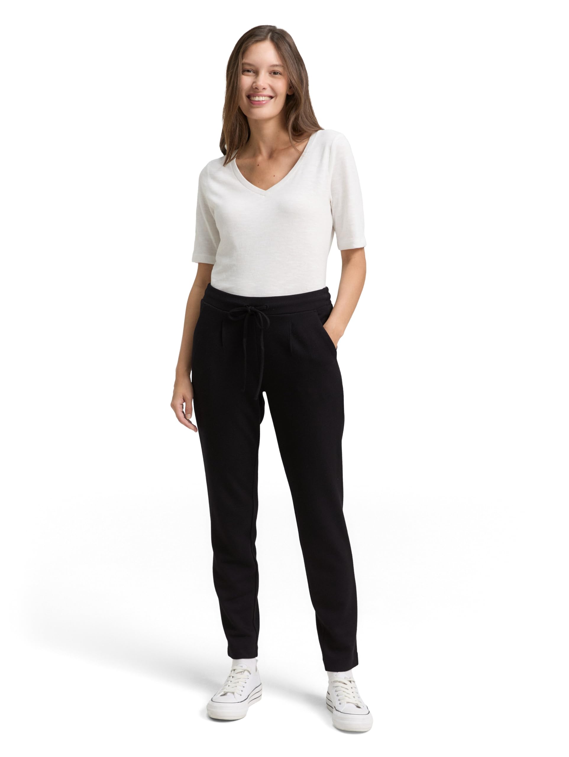 tom-tailor-damen-loose-slim-jacquard-hose-mit-kordelzug image 2