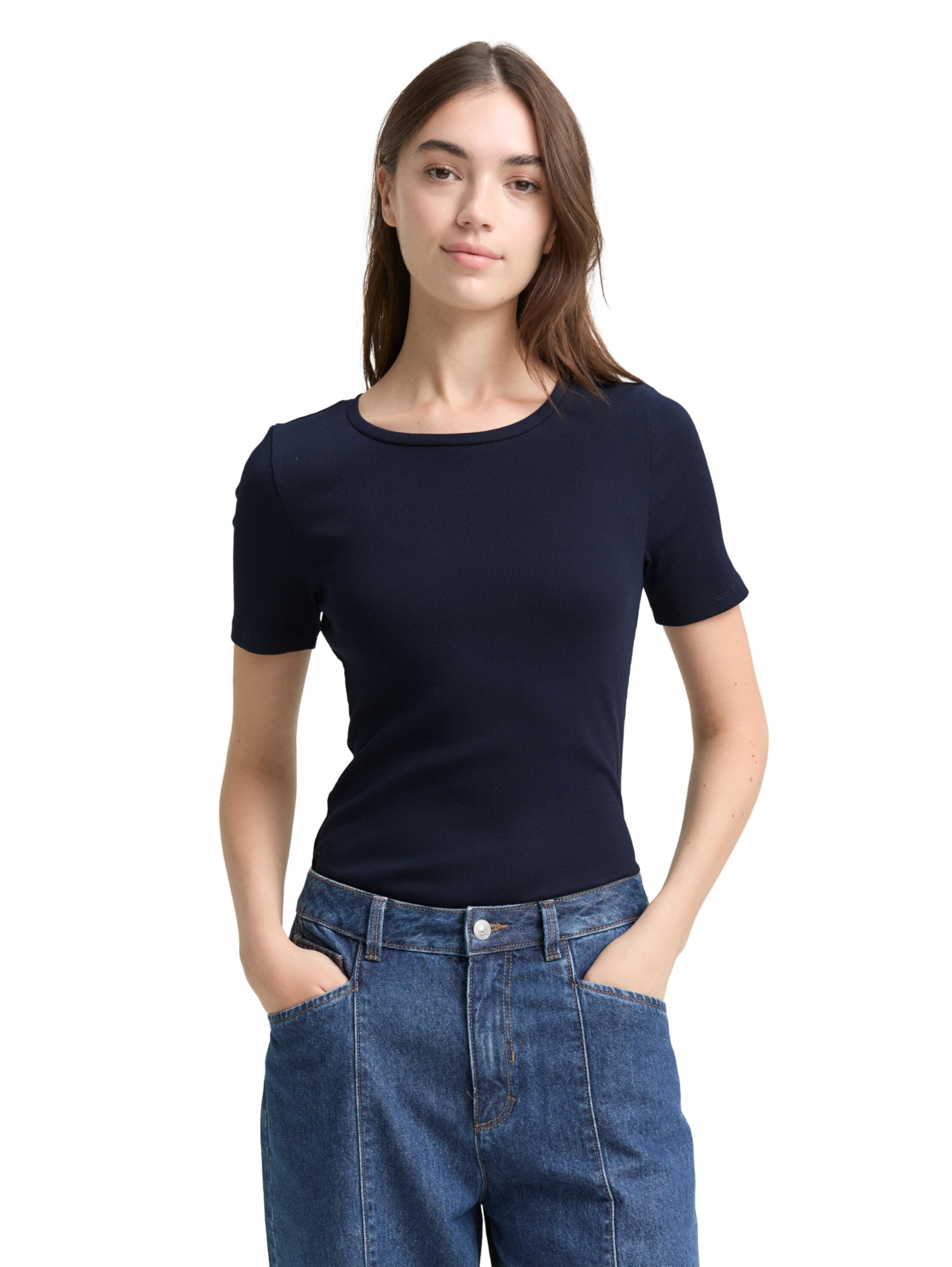 tom-tailor-denim-damen-basic-t-shirt-fitted-fit image 6