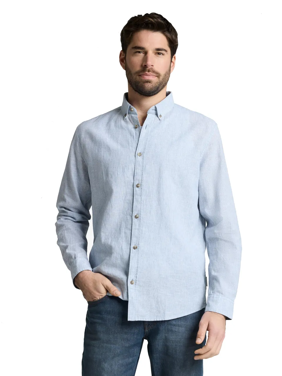 tom-tailor-herren-regular-fit-hemd-mit-leinen image 1