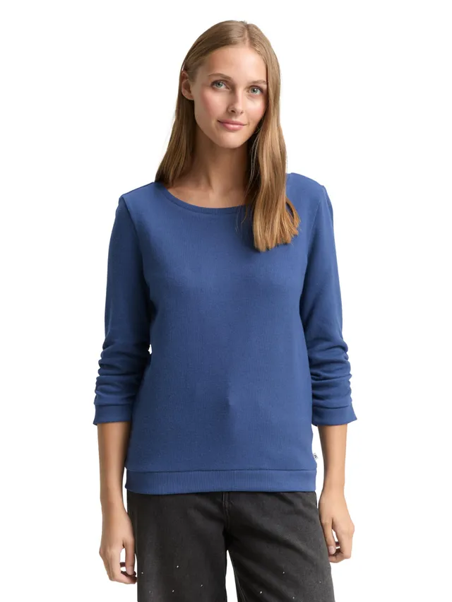 tom-tailor-denim-damen-1049053-fitted-sweatshirt-mit-raffungen image 1