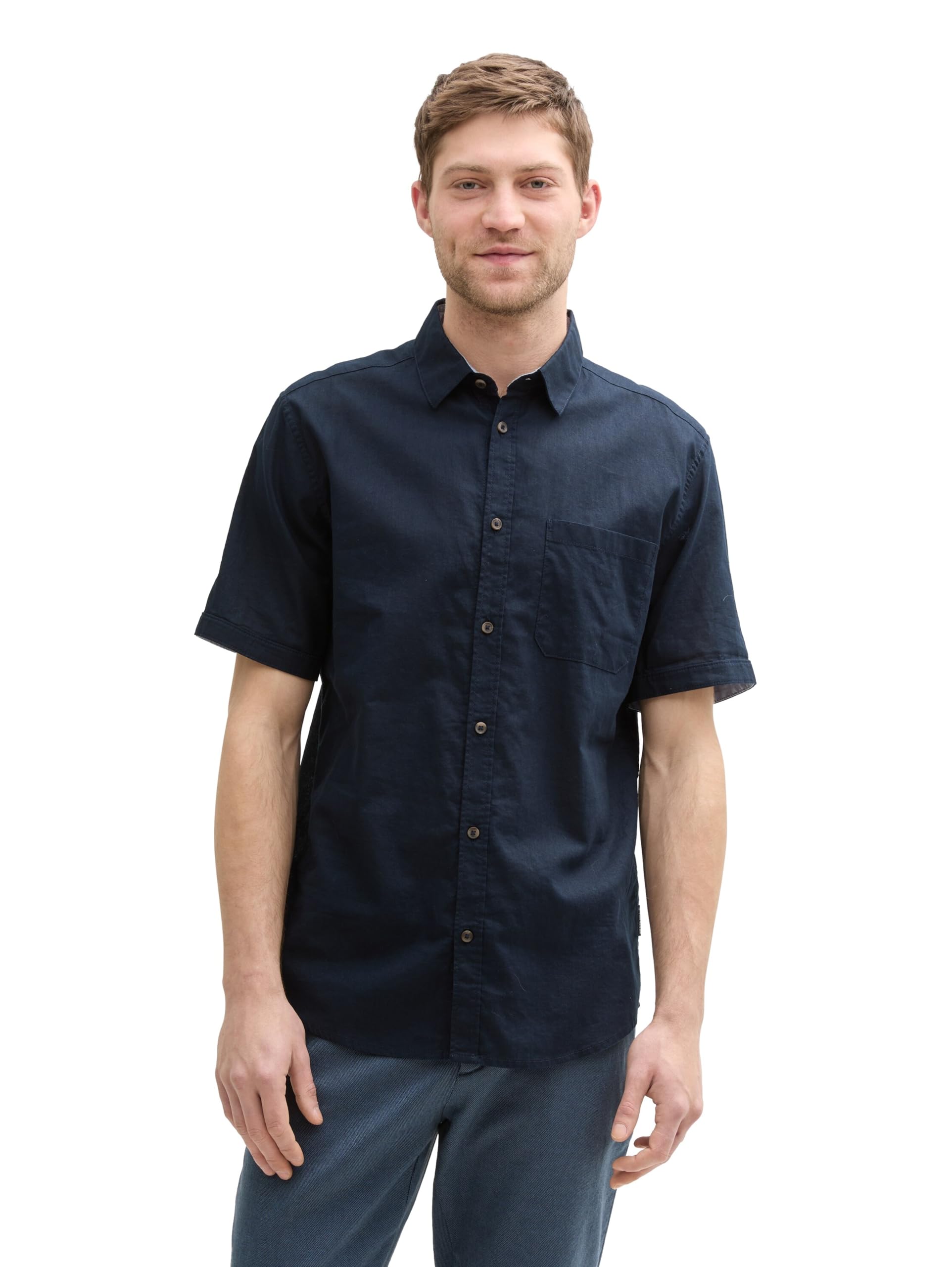 tom-tailor-regular-fit-kurzarmhemd-mit-leinenanteil-herren image 6
