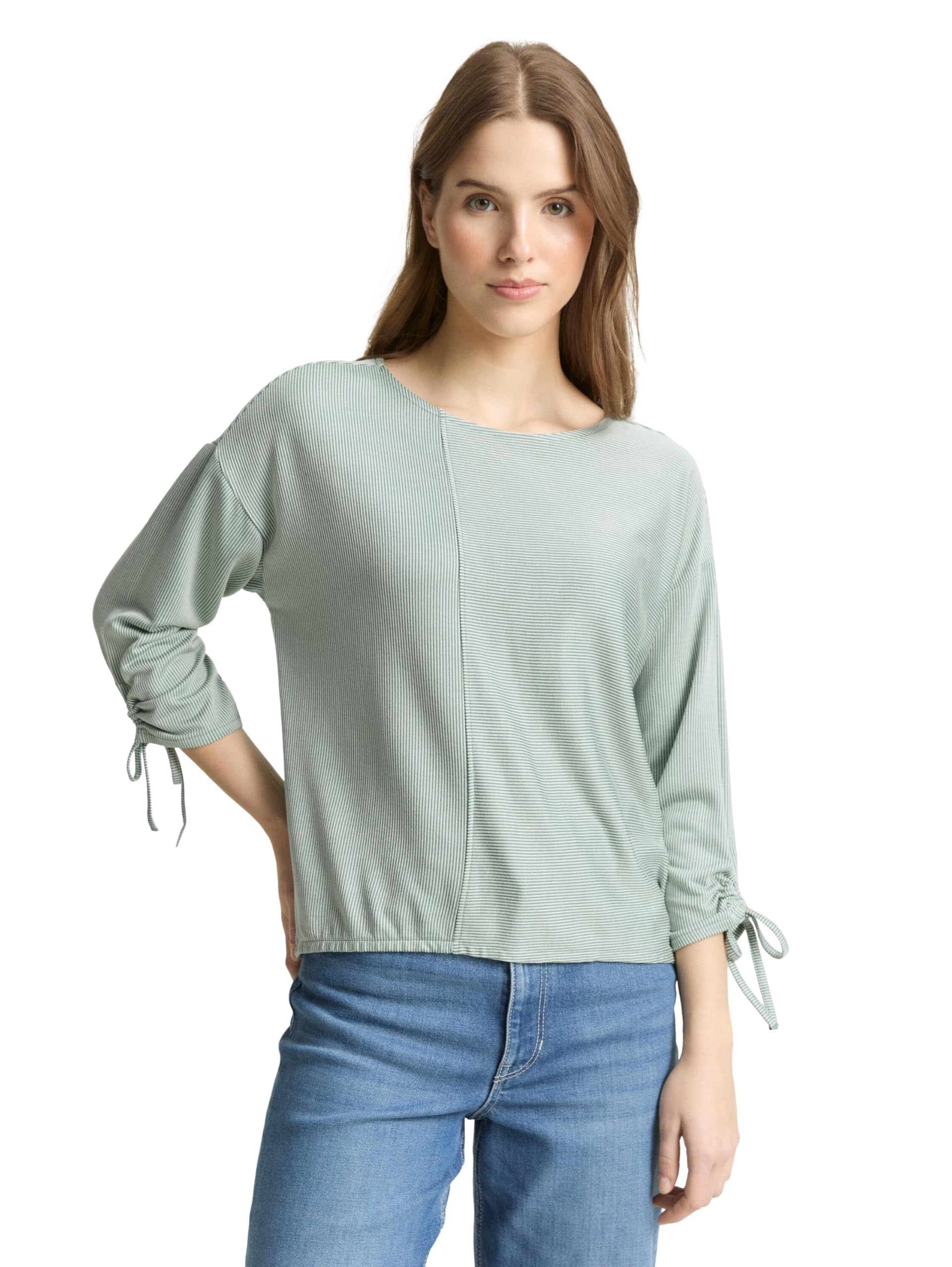 tom-tailor-denim-damen-loose-fit-longsleeve-mit-streifen-raffarm image 7
