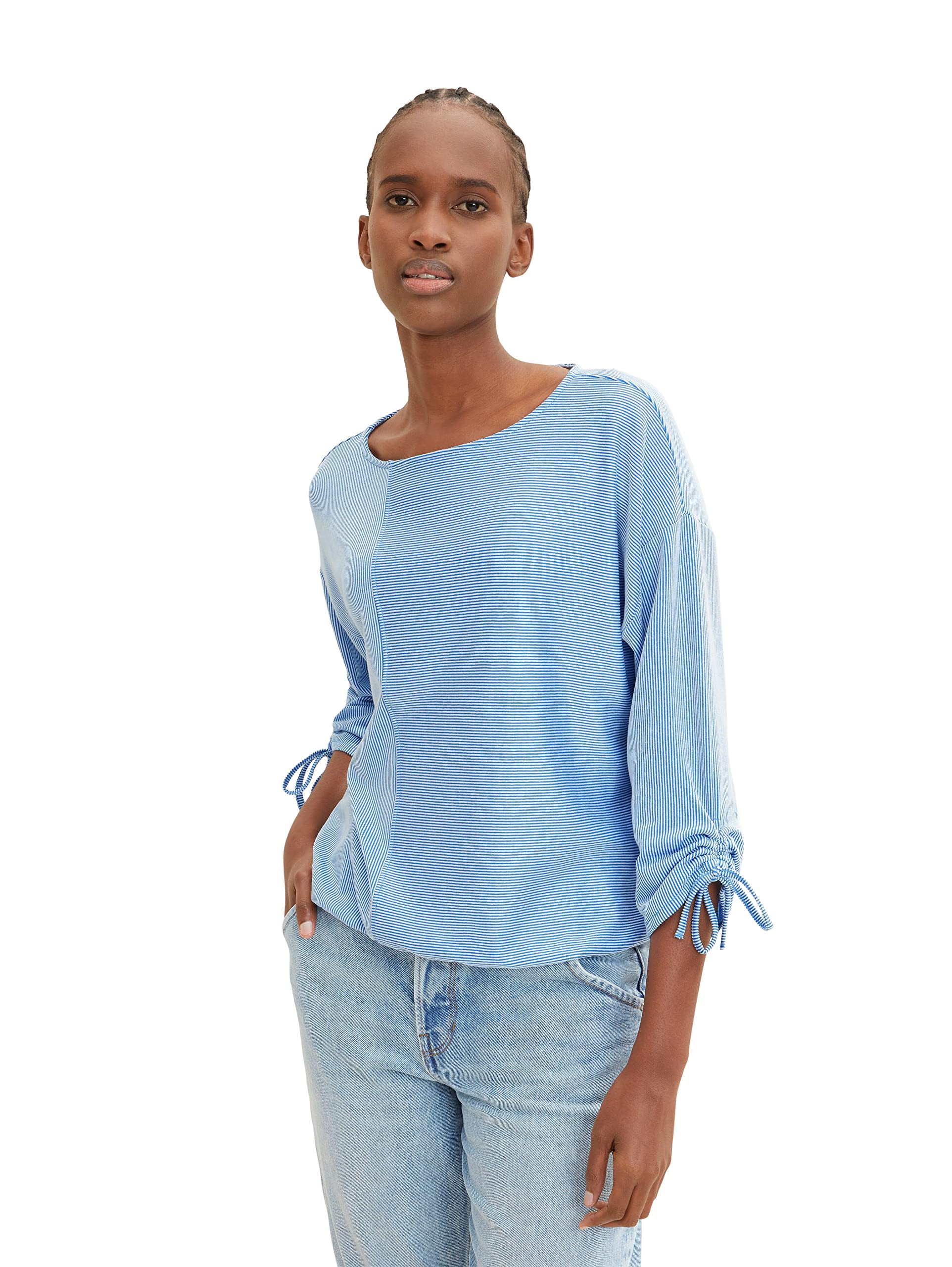 tom-tailor-denim-damen-loose-fit-longsleeve-mit-streifen-raffarm image 4