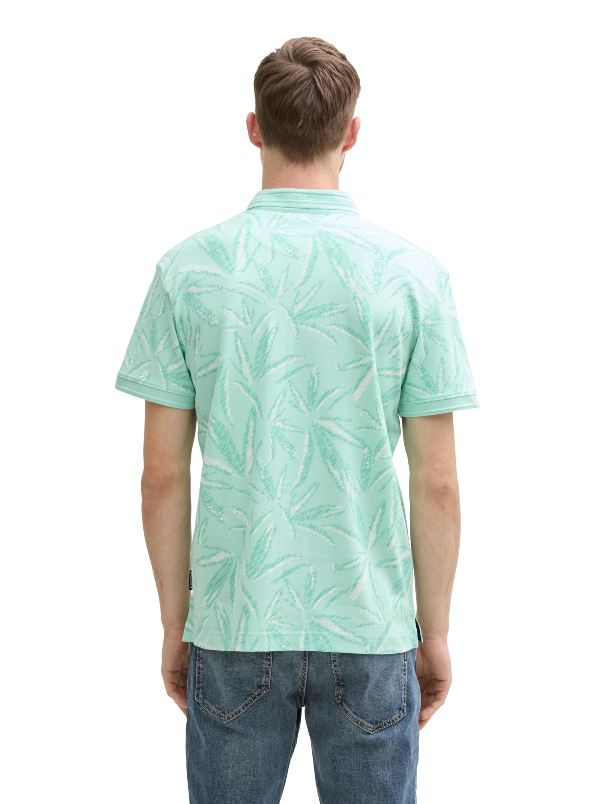 tom-tailor-herren-piqu-poloshirt-mit-palmen-print image 2