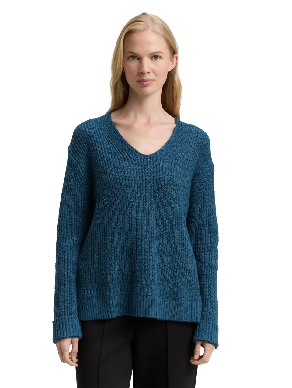 tom-tailor-damen-1047674-ripp-strickpullover-mit-v-ausschnitt image 1