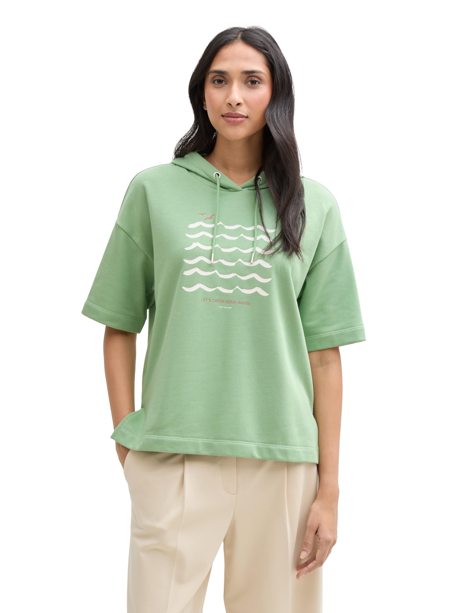 tom-tailor-damen-hoodie-sweatshirt-mit-halbarm image 4