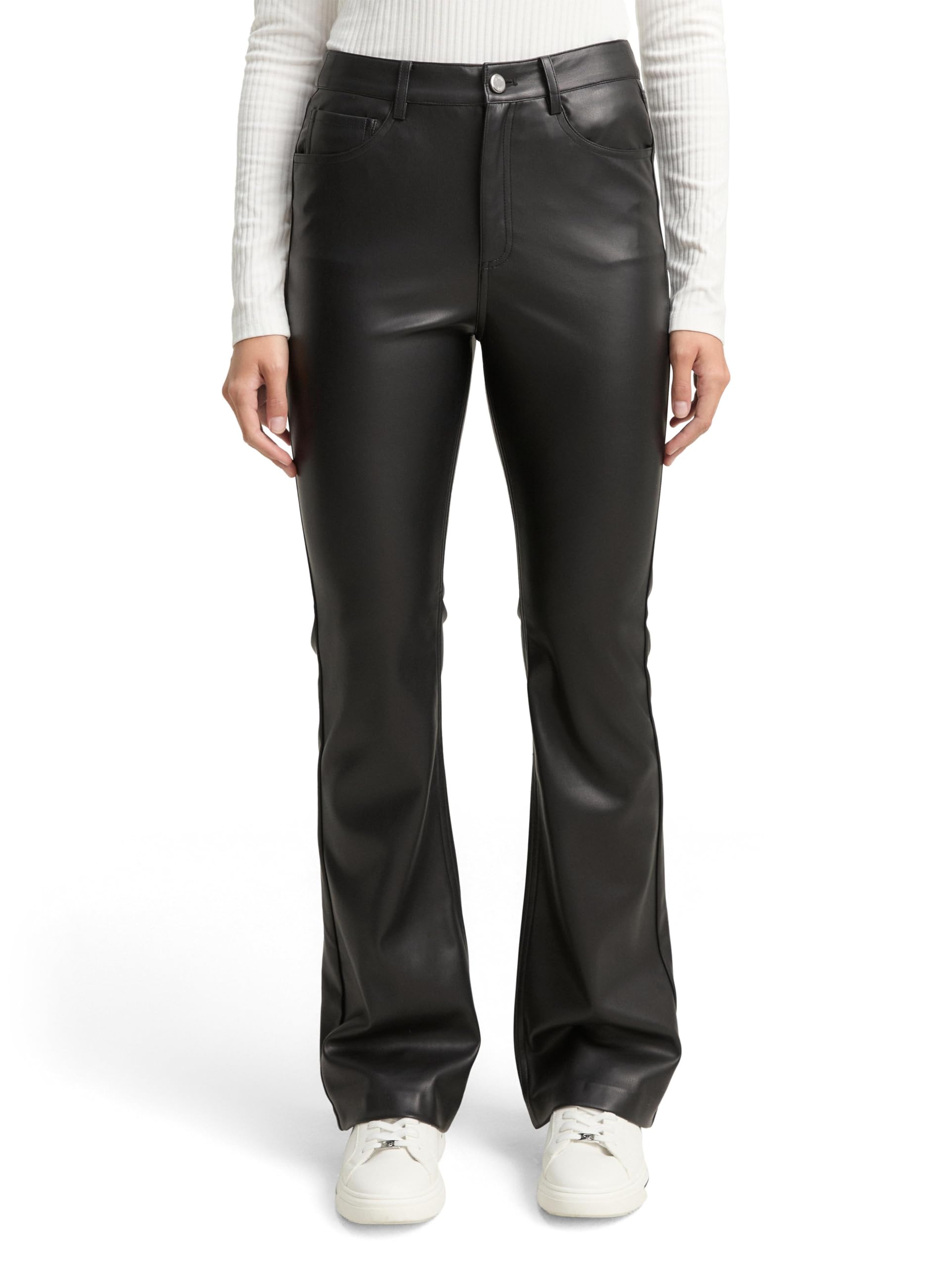 tom-tailor-denim-damen-flared-hose-in-lederoptik-1048873 image 1
