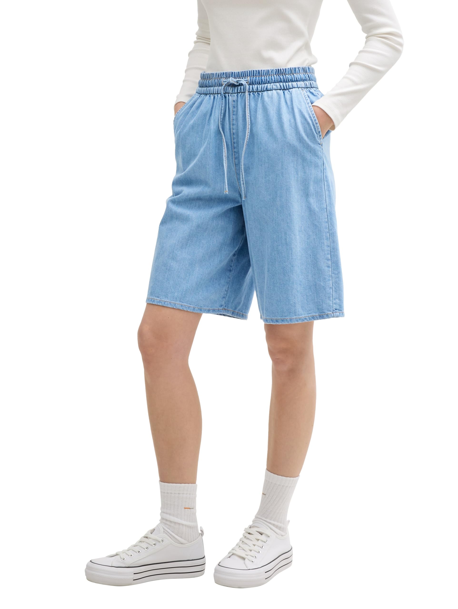 tom-tailor-denim-damen-relaxed-fit-long-bermuda-jeans-shorts image 1