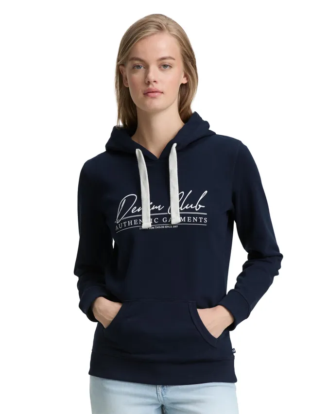 tom-tailor-denim-damen-hoodie-sweatshirt-mit-logo-print image 1