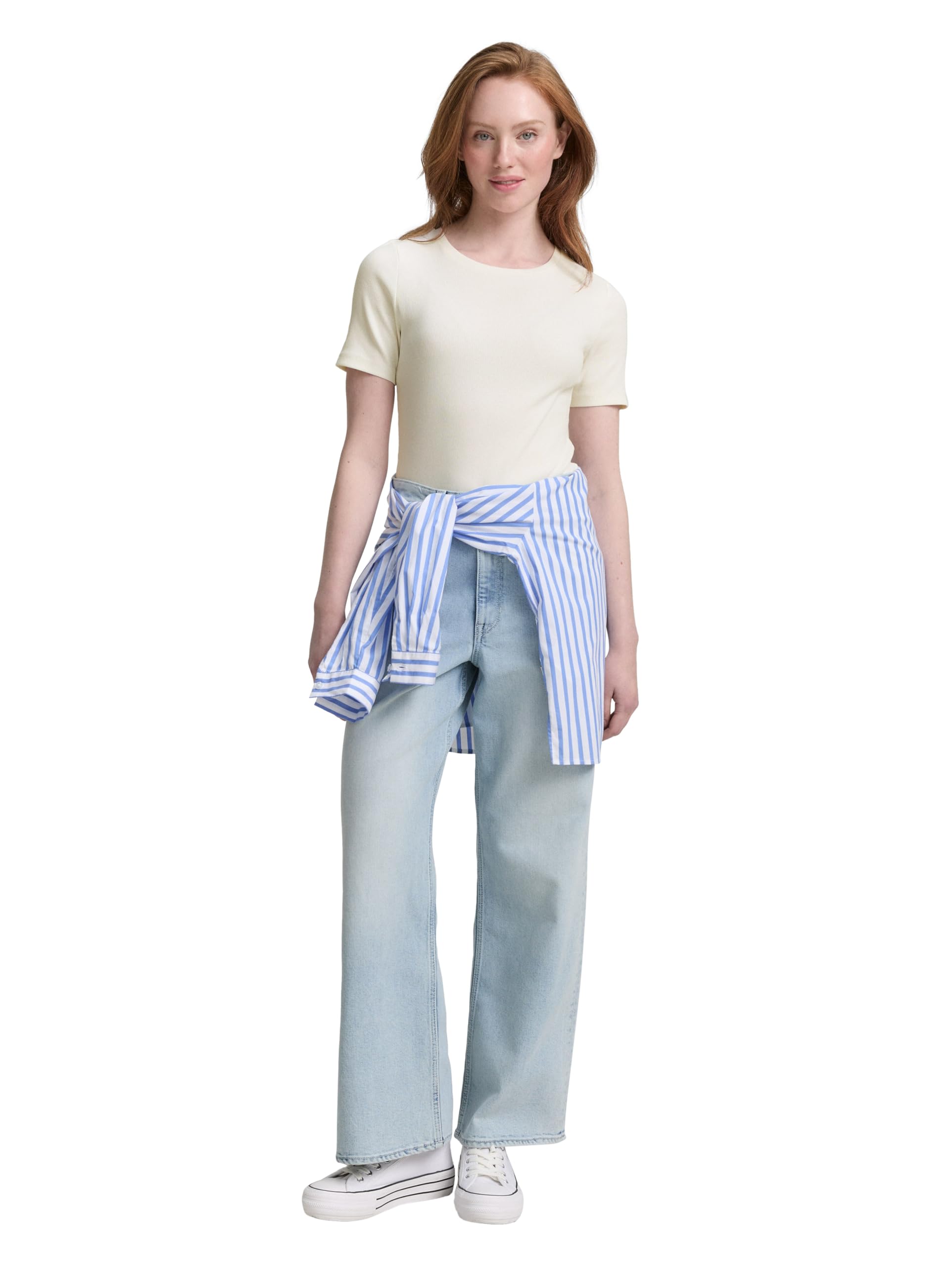tom-tailor-denim-damen-basic-t-shirt-fitted-fit image 2