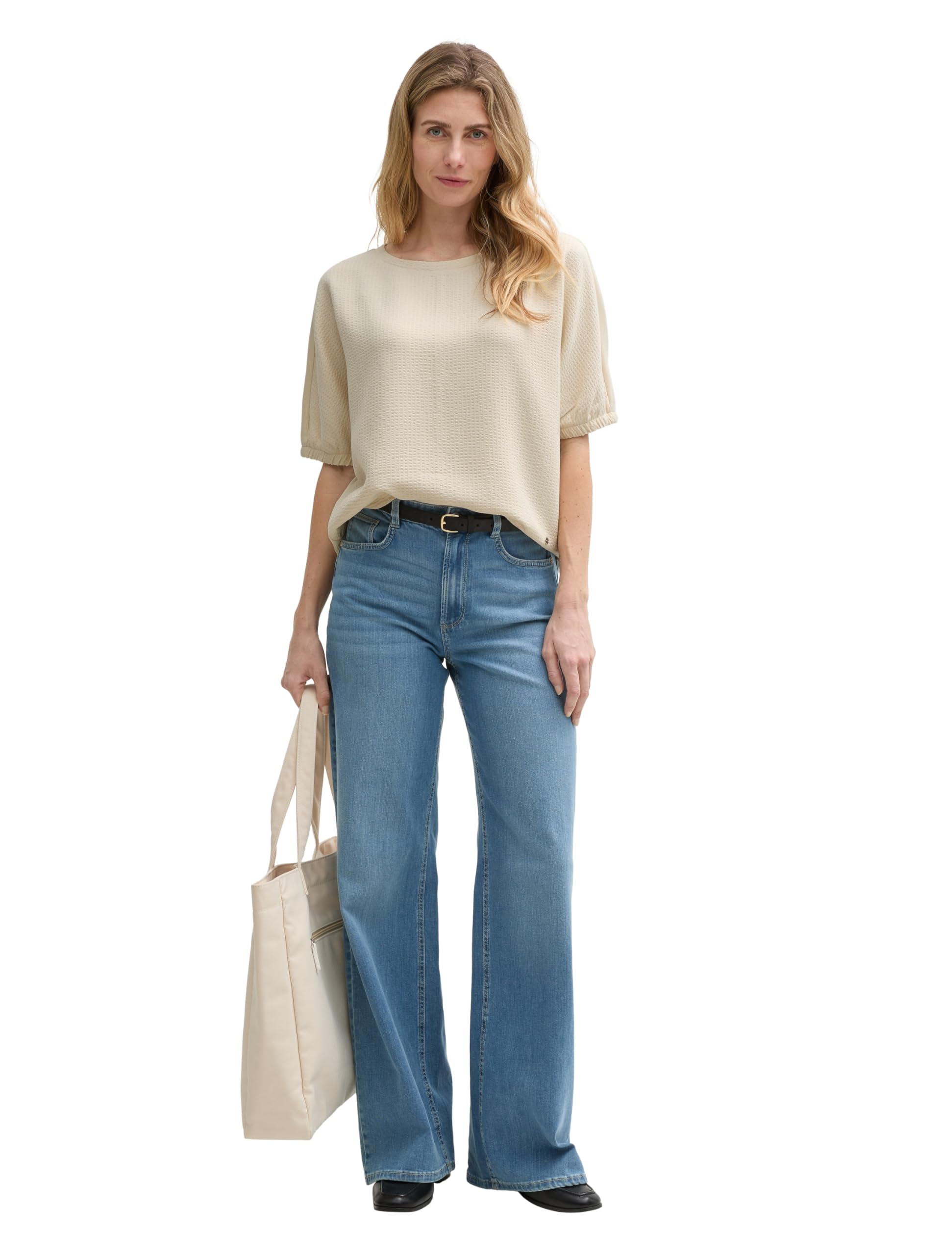 tom-tailor-damen-loose-fit-sweatshirt-im-material-mix-l-ssiger-oversized-look-we image 3