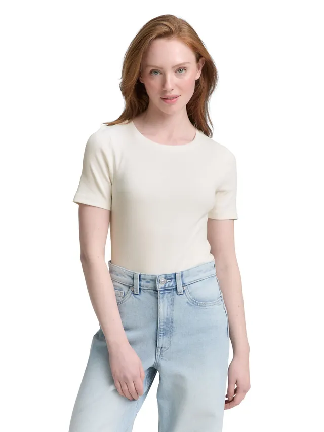 tom-tailor-denim-damen-basic-t-shirt-fitted-fit image 1