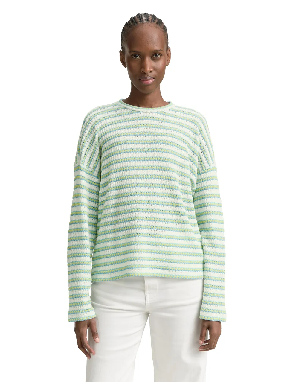 tom-tailor-denim-damen-sweatshirt-mit-streifenmuster-sportiv-trendig image 1