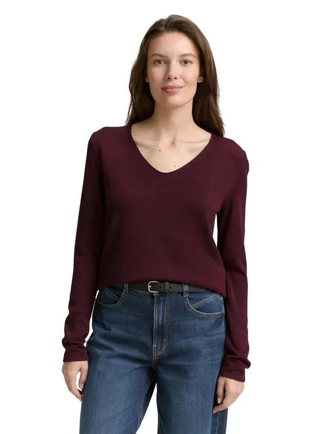 tom-tailor-damen-1012976-basic-strickpullover-mit-v-ausschnitt image 1